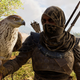 Assassin’s Creed Origins protagonist Bayek and his bird Senu. You know, the bird does a lot of the work identifying who in the game is an enemy. Hope that bird has been a good judge of character.